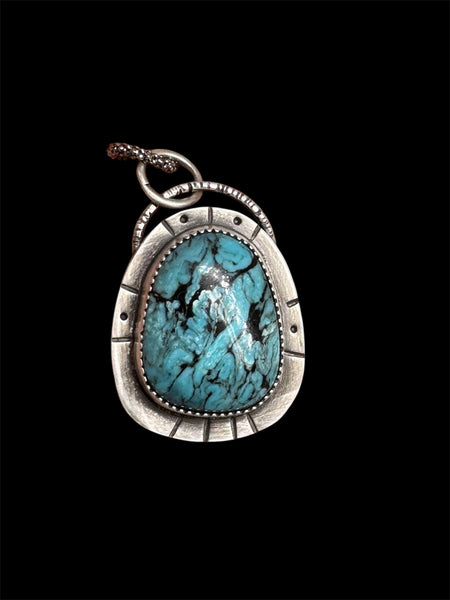 Ceremonial Kingman Turquoise silver pendant