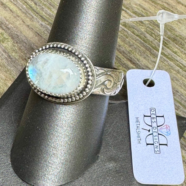 Rainbow moonstone ring