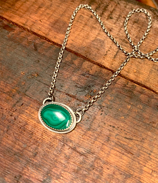 Malachite and sterling pendant