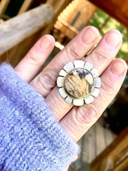 Peanut wood flower ring