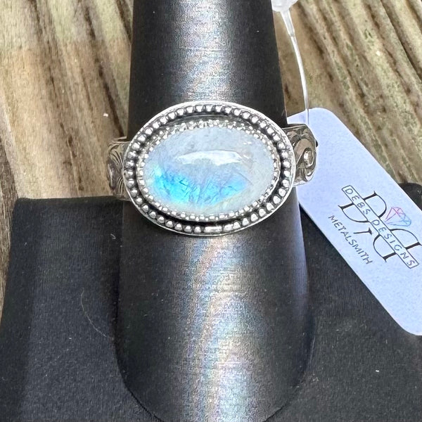 Rainbow moonstone ring