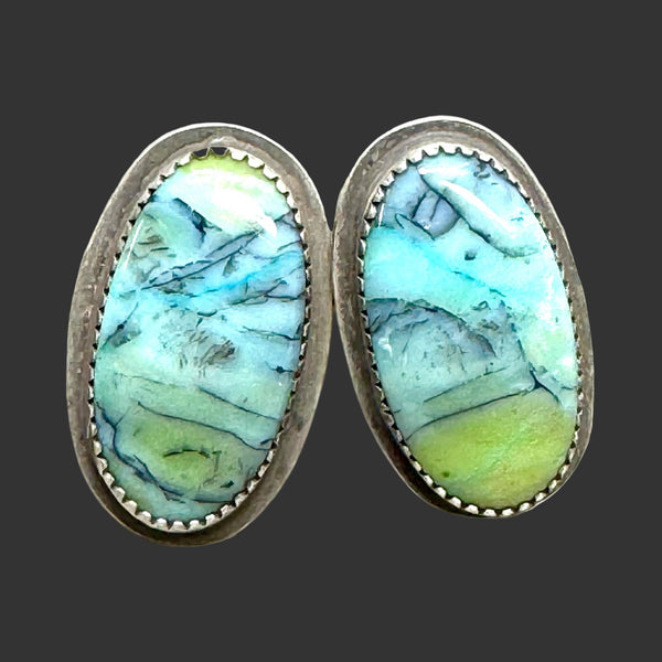 Indonesian opalwood earring studs