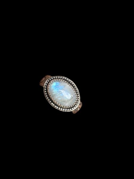 Rainbow moonstone ring