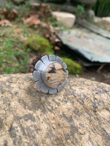Peanut wood flower ring