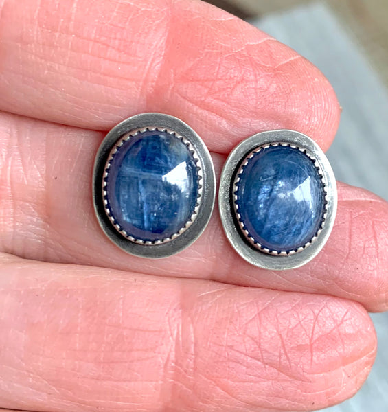 Blue kyanite earring studs