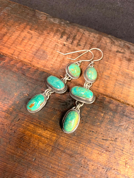 Triple stone turquoise earrings