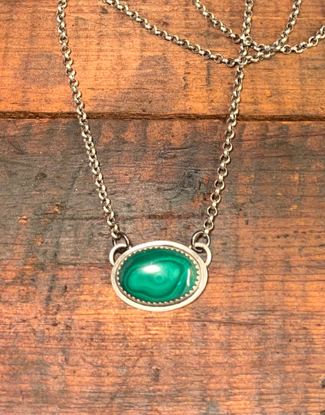 Malachite and sterling pendant
