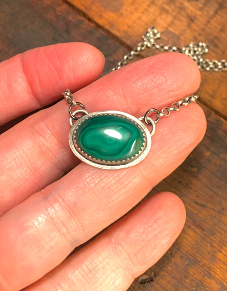 Malachite and sterling pendant