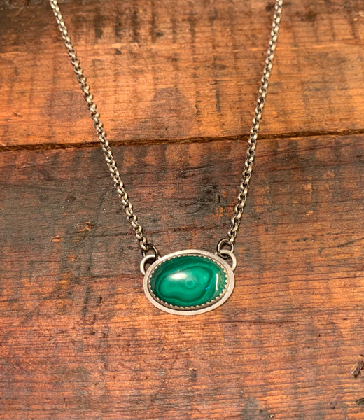 Malachite and sterling pendant