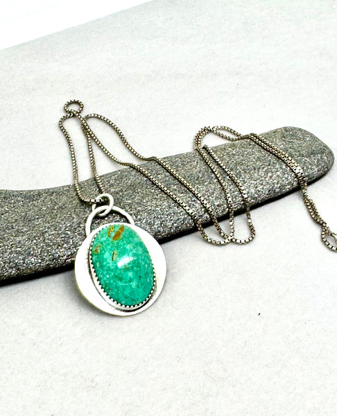 Turquoise Mountain silver pendant