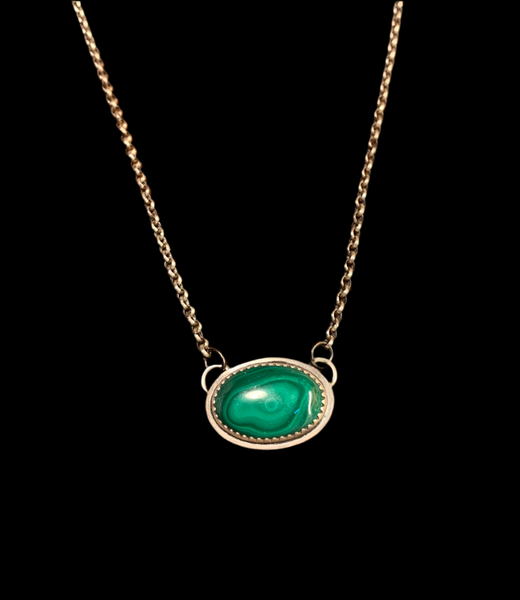 Malachite and sterling pendant