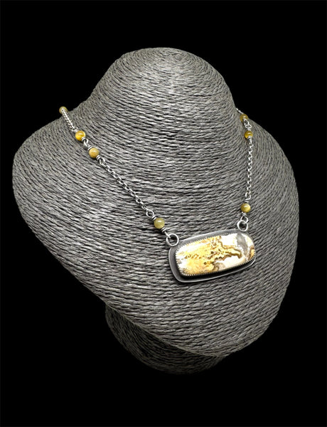 Regency Rose Plume agate silver pendant