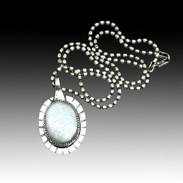 Ice moonstone and silver pendant