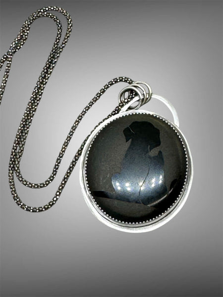 Etched Volconic rock silver pendant