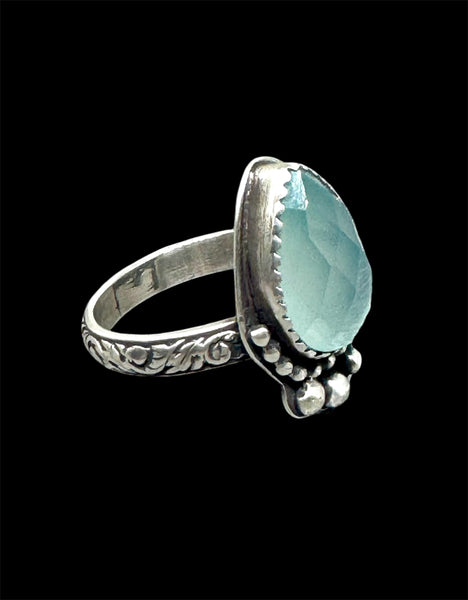 Sage chalcedony and silver ring