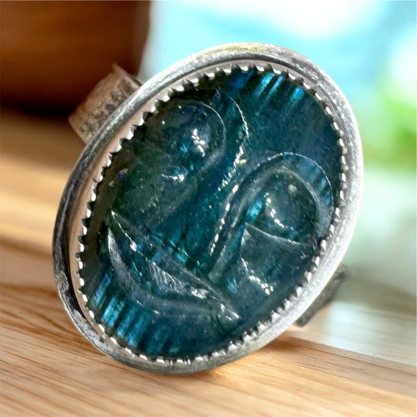 Moon face Labradorite and sterling ring