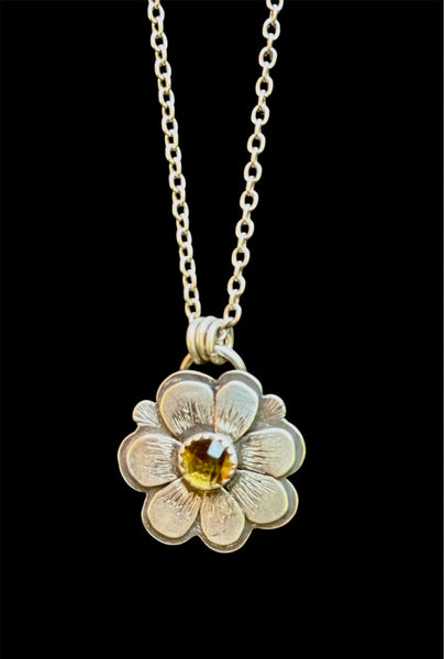 Citrine flower pendant