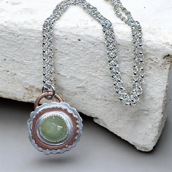 Sapphire , copper and sterling necklace