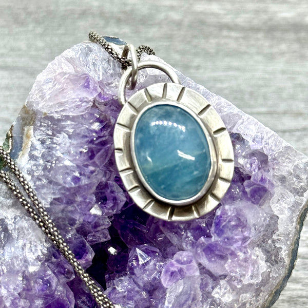 Aquamarine and sterling pendant