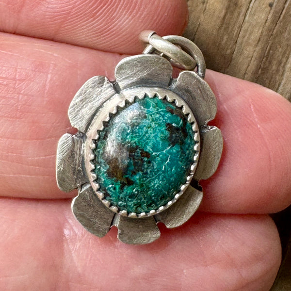Chrysocolla flower pendant