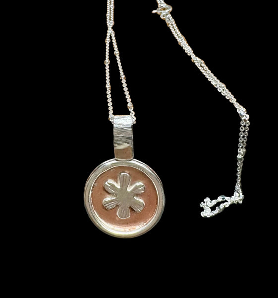 Copper and sterling flower necklace