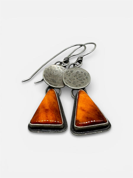 Spiney Oyster and sterling triangle earrings