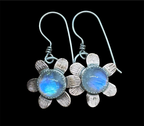 Moonstone and sterling dangle earrings