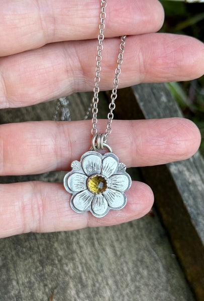 Citrine flower pendant