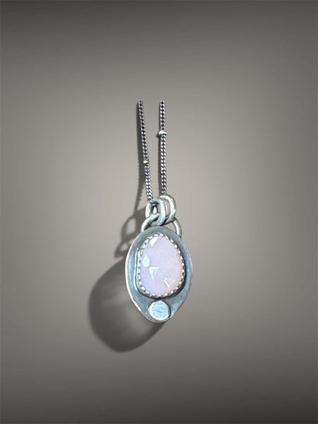 Pink opal sterling necklace