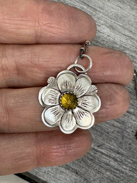 Citrine flower pendant