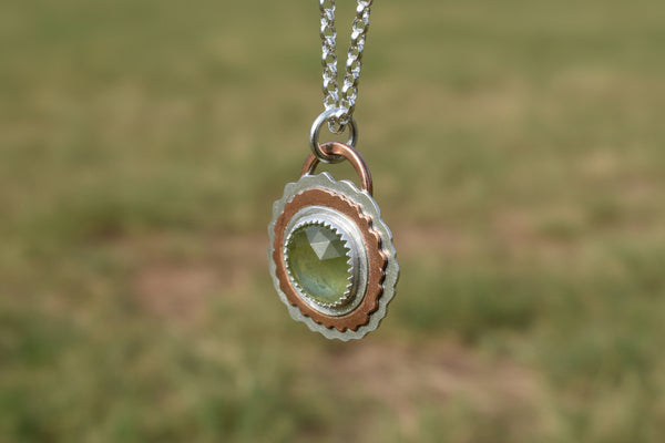Sapphire , copper and sterling necklace