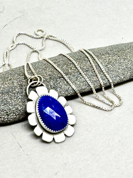 Lapis flower pendant