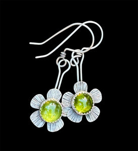 Peridot flower earrings