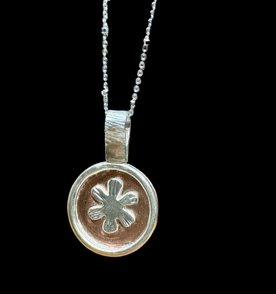 Copper and sterling flower necklace