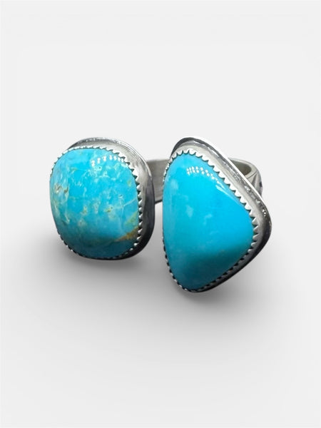 Double Turquoise and silver ring