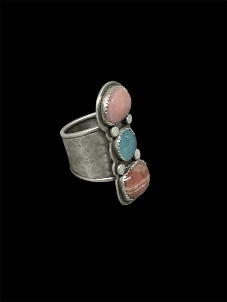 Amazing Triple stone silver ring