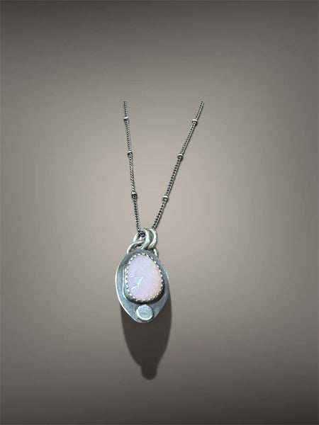 Pink opal sterling necklace