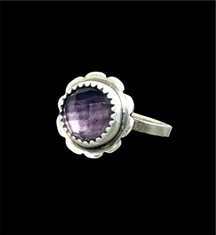 Amethyst flower and silver ring