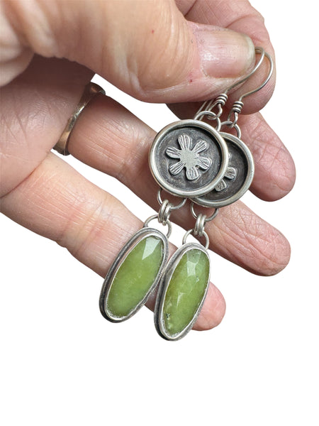 Chrysoprase and sterling dangle earrings