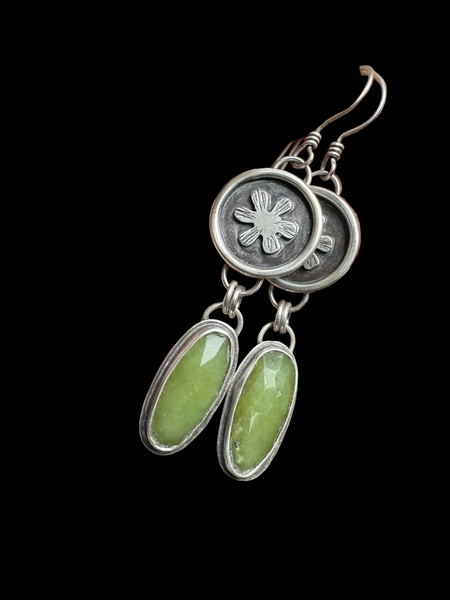 Chrysoprase and sterling dangle earrings