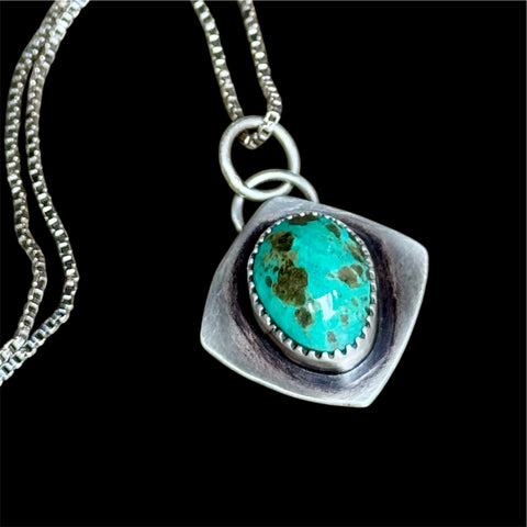 Turquoise Mountain silver pendant