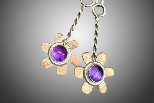 Copper and sterling dangle earrings