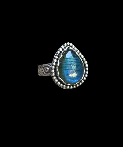 Labradorite teardrop and sterling ring