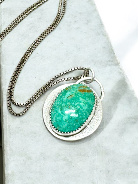 Turquoise Mountain silver pendant