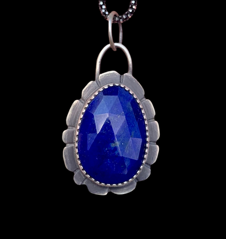 Lapis flower pendant