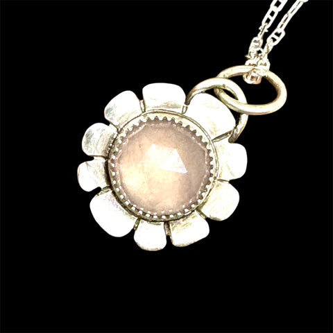 Rose quartz flower pendant