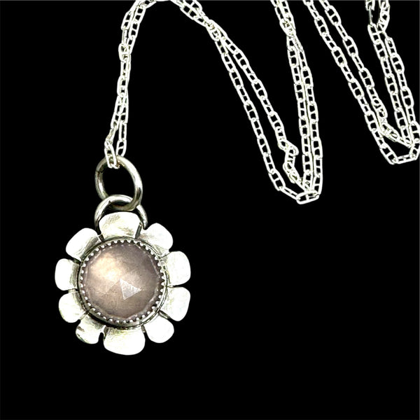 Rose quartz flower pendant