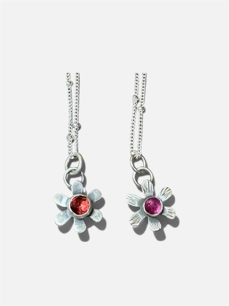 Tiny pink sapphire or (garnet) necklace