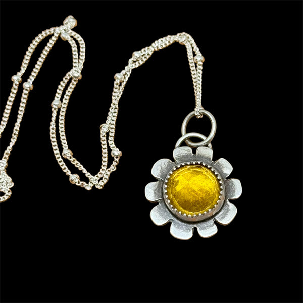 Citrine flower pendant