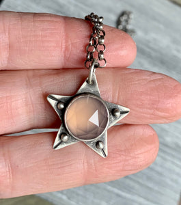 Peach chalcedony star necklace